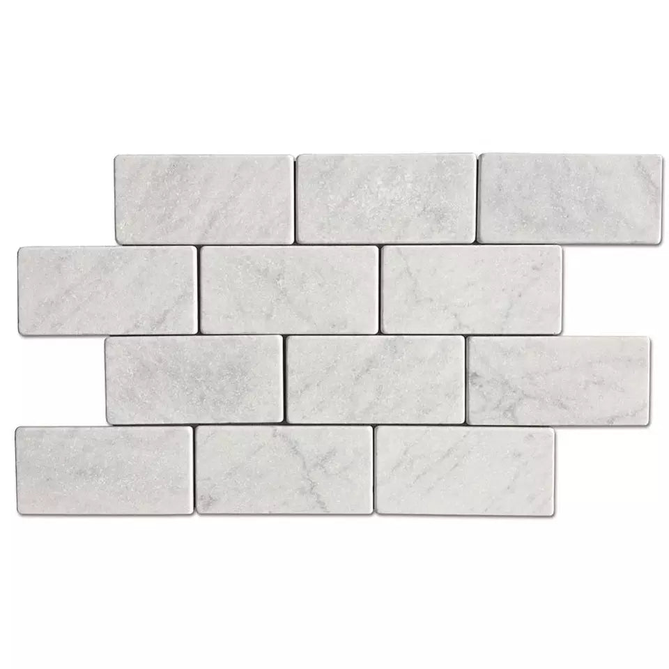 Azulejo de pared y suelo Carrara blanco italiano envejecido de 7,6 x 15,2 cm