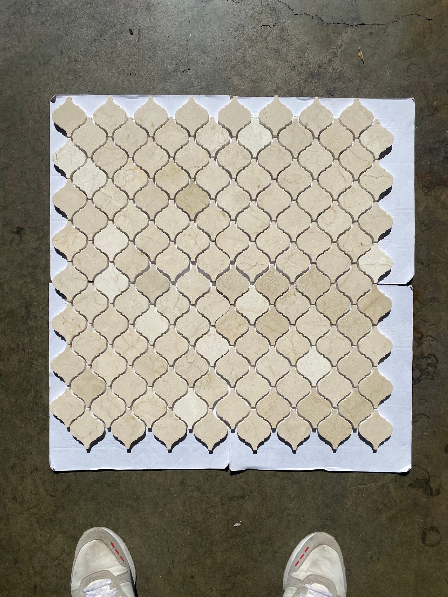 Azulejo de mosaico arabesco pulido Crema Marfil