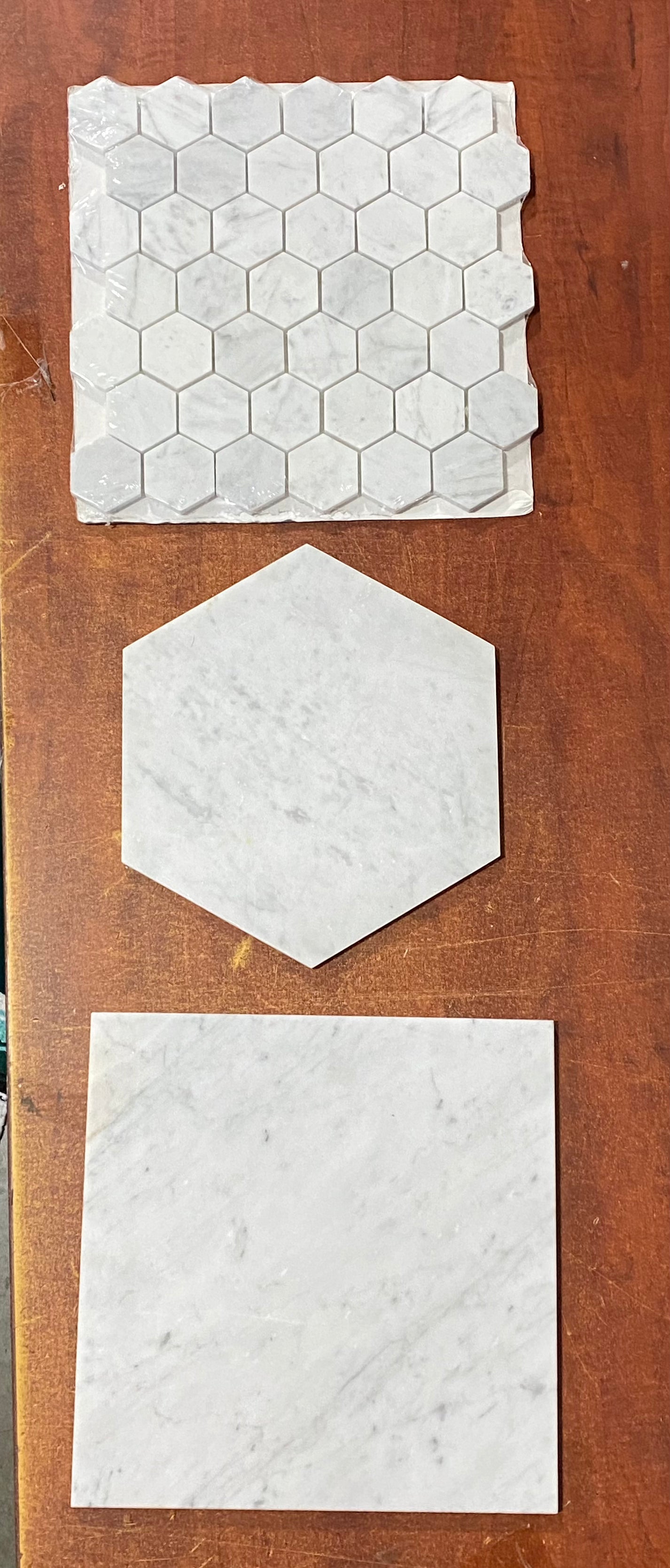 Azulejo hexagonal italiano Carrara para pared y suelo de 10"