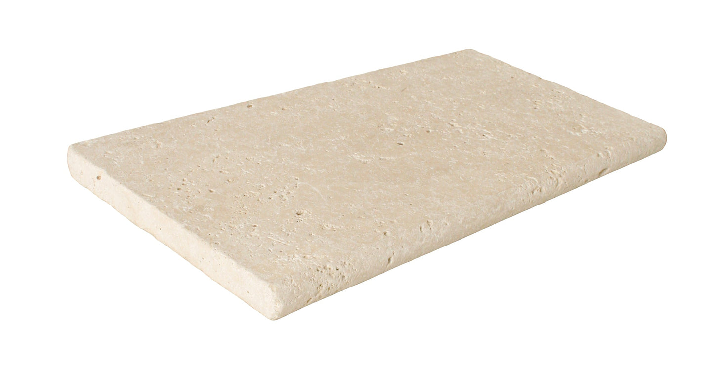 Ivory Travertine Tumbled Exterior Pool Coping 12X24" 1 1/4"