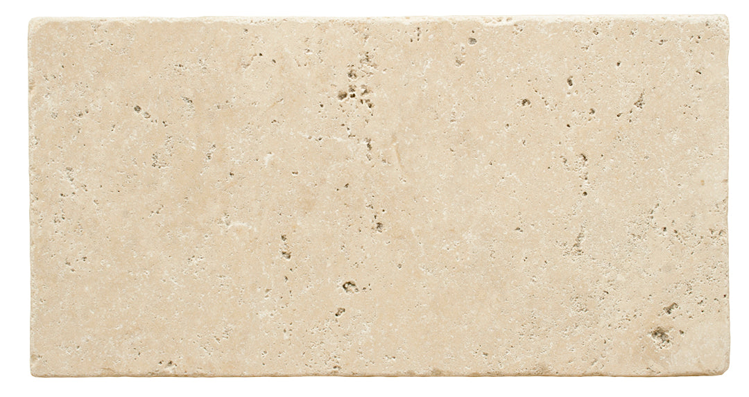 Ivory Travertine Tumbled Exterior Pool Paver 6X12" 1 1/4"
