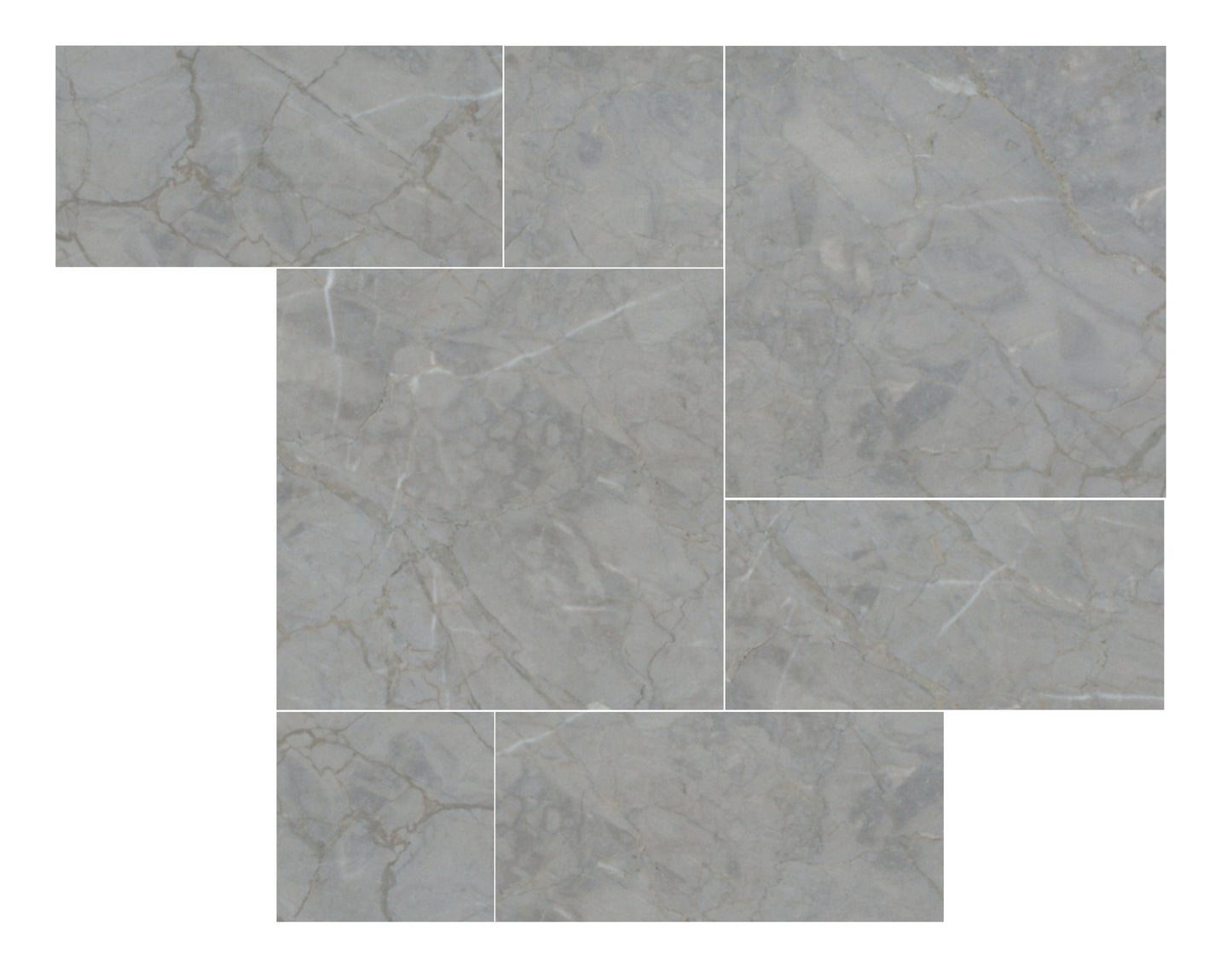 Mona Grey Marble Tumbled Exterior Pool Paver Roman Pattern 1.25"