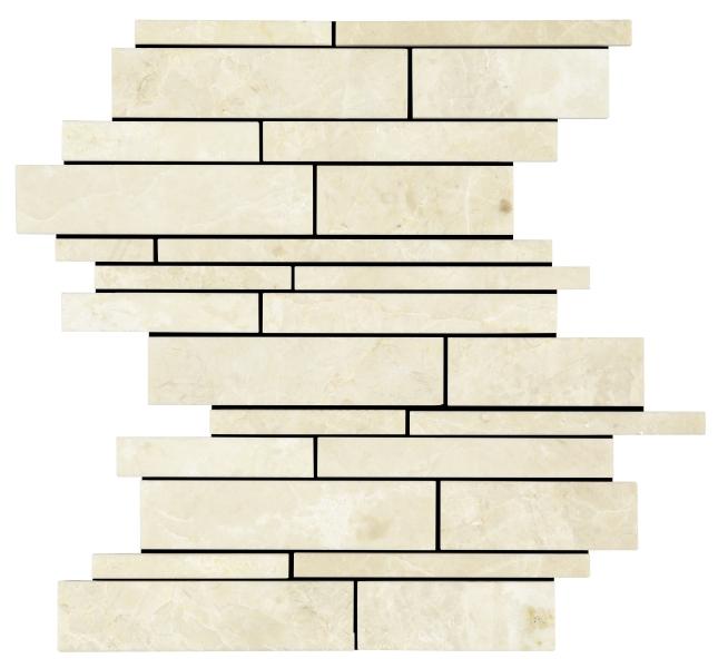 Noble White Cream Random Strips Mosaic Tile