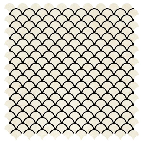 Noble White Cream Fish Scale Mosaic Tile