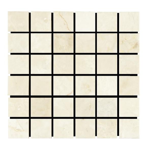Noble White Cream Square Mosaic Tile 2×2"