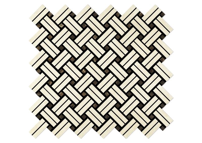 Noble White Cream Stanza w/ Emp. Dark Mosaic Tile