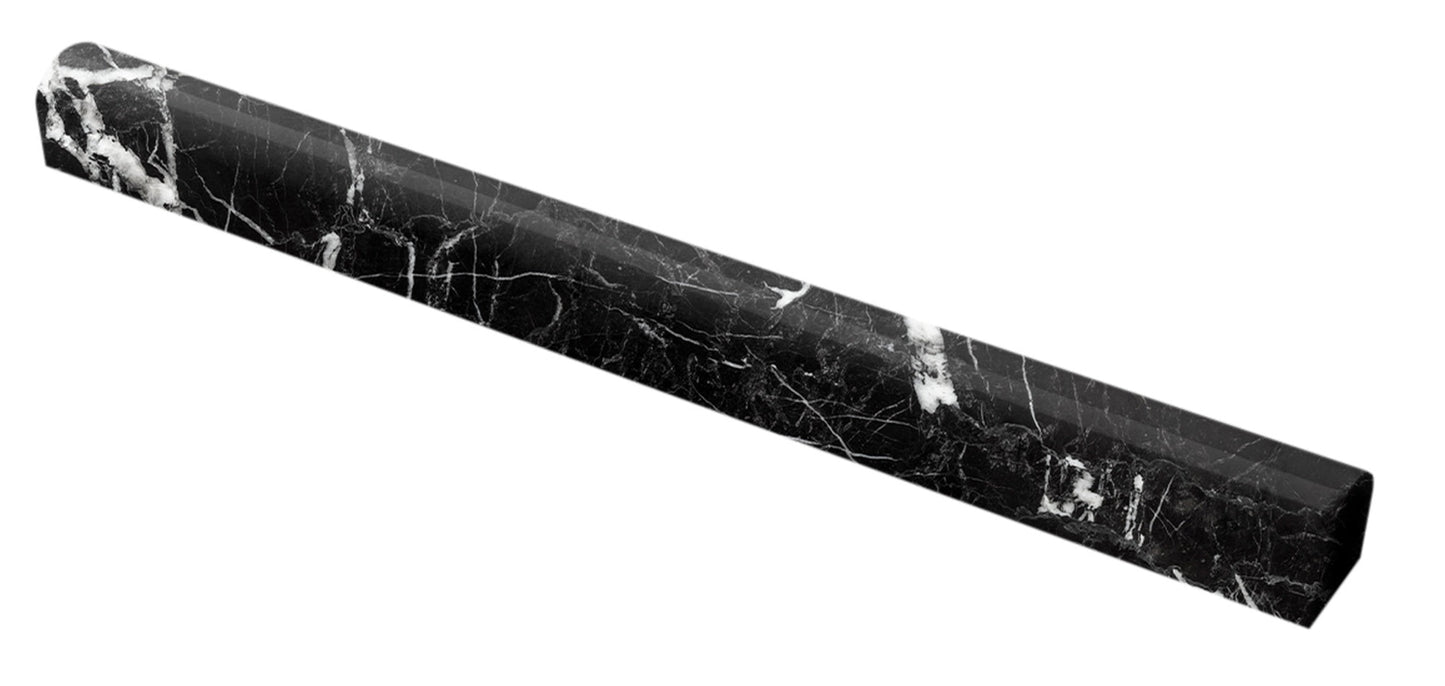Azulejo de zócalo pulido Nero Marquina de 4 3/4 x 12 pulgadas