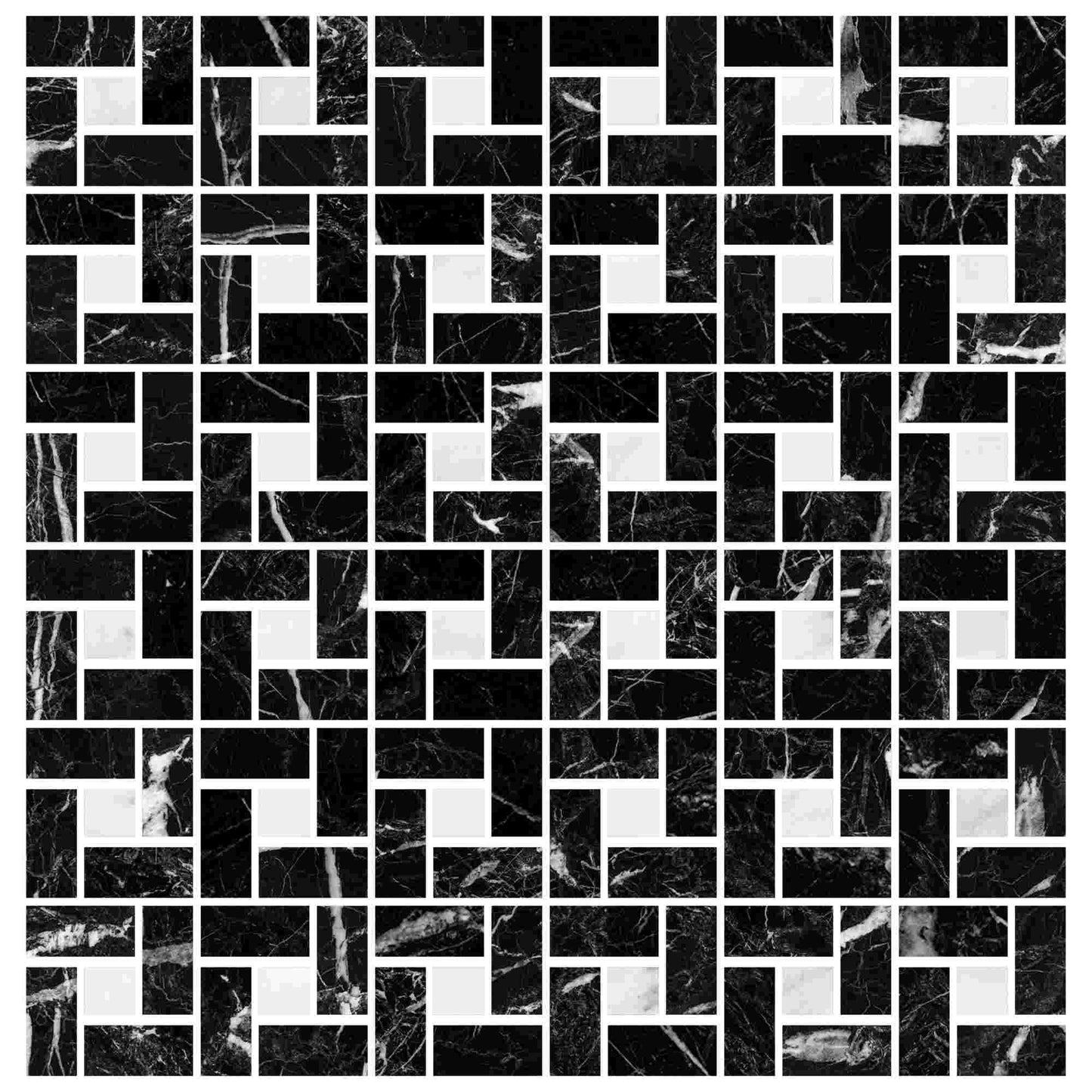 Nero Marquina Polished Pinwheel Mosaic Tile