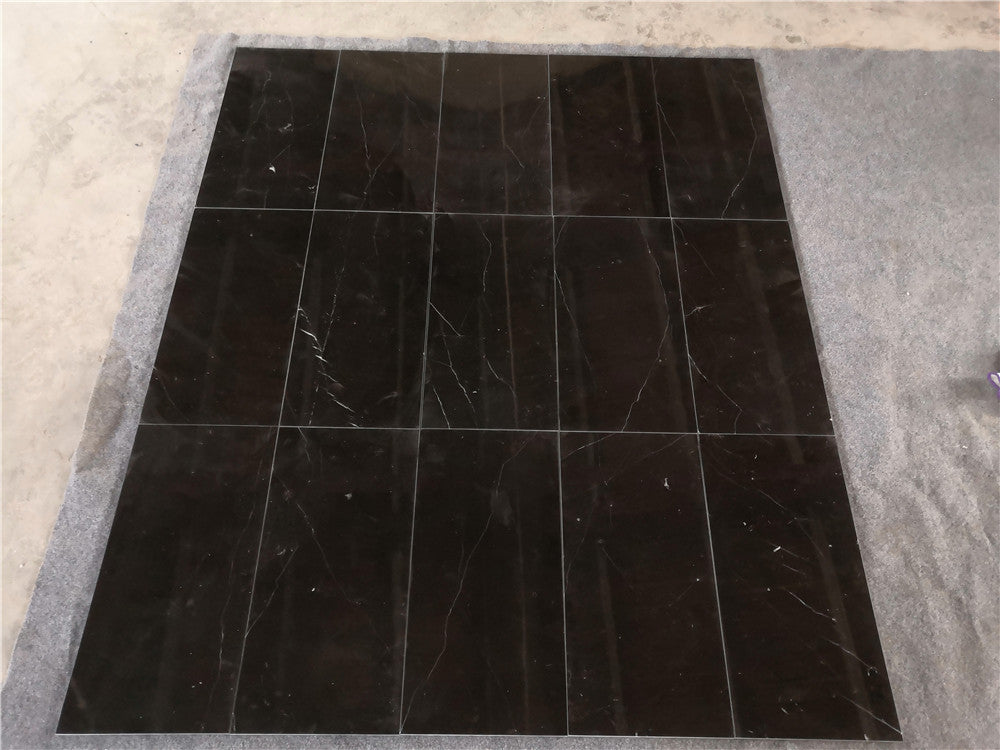 Azulejo pulido para pared y piso Nero Marquina de 30 x 60 cm