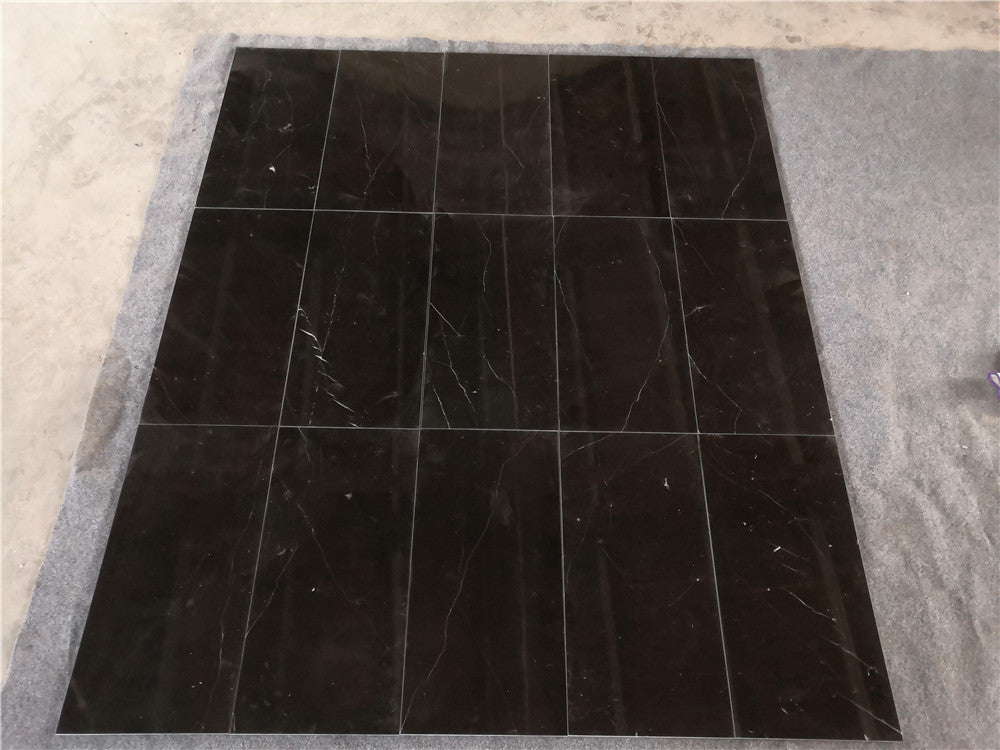 Nero Marquina Polished Wall and Floor Tile 12x24"