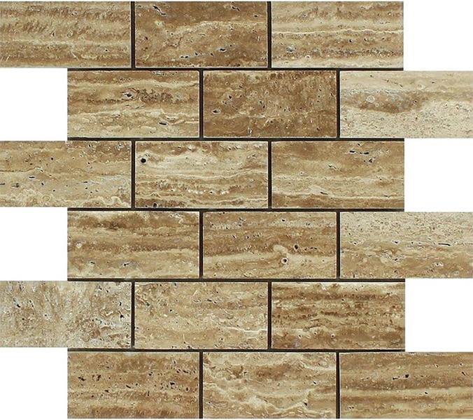 Azulejo de mosaico de travertino exótico Noce de 2 x 4 pulgadas