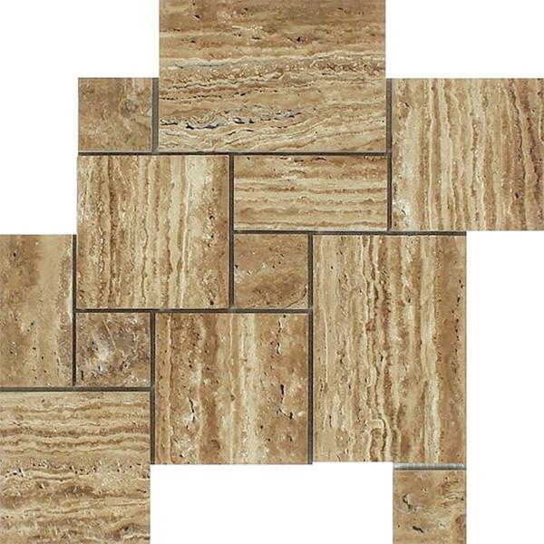 Noce Exotic Travertine Mini Pattern Mosaic Tile
