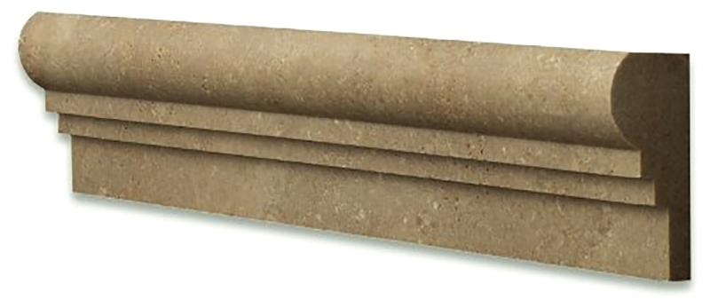 Moldura de riel para silla de travertino Noce pulido de doble escalón, 2 1/2 x 12 pulgadas