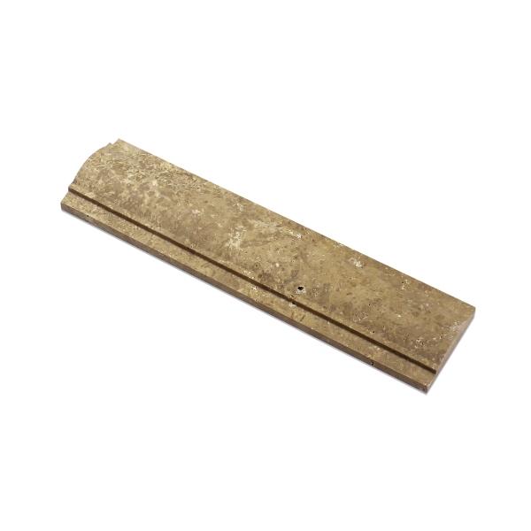 Azulejo de travertino Noce con borde arqueado pulido de 3 x 12 pulgadas