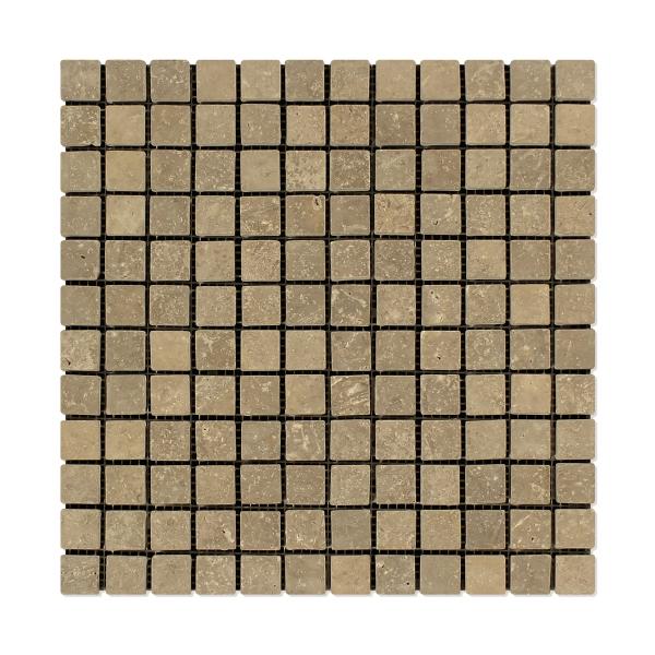Azulejo de mosaico de travertino Noce envejecido de 1x1