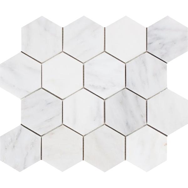 Azulejo de mosaico hexagonal blanco oriental de 7,6 x 7,6 cm