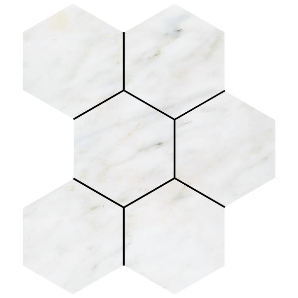 Azulejo de mosaico hexagonal blanco oriental de 5 x 5 pulgadas