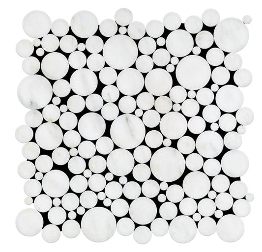 Oriental White Bubbles Mosaic Tile