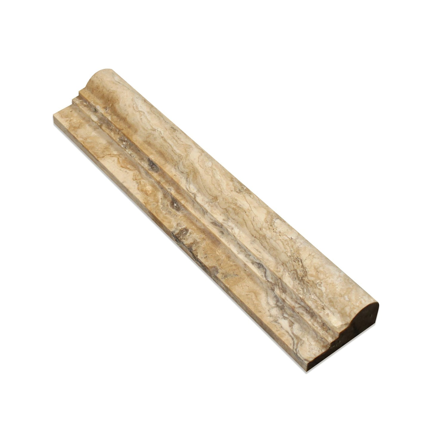 Moldura de riel para silla de travertino Filadelfia pulido de doble escalón, 2 1/2 x 12"