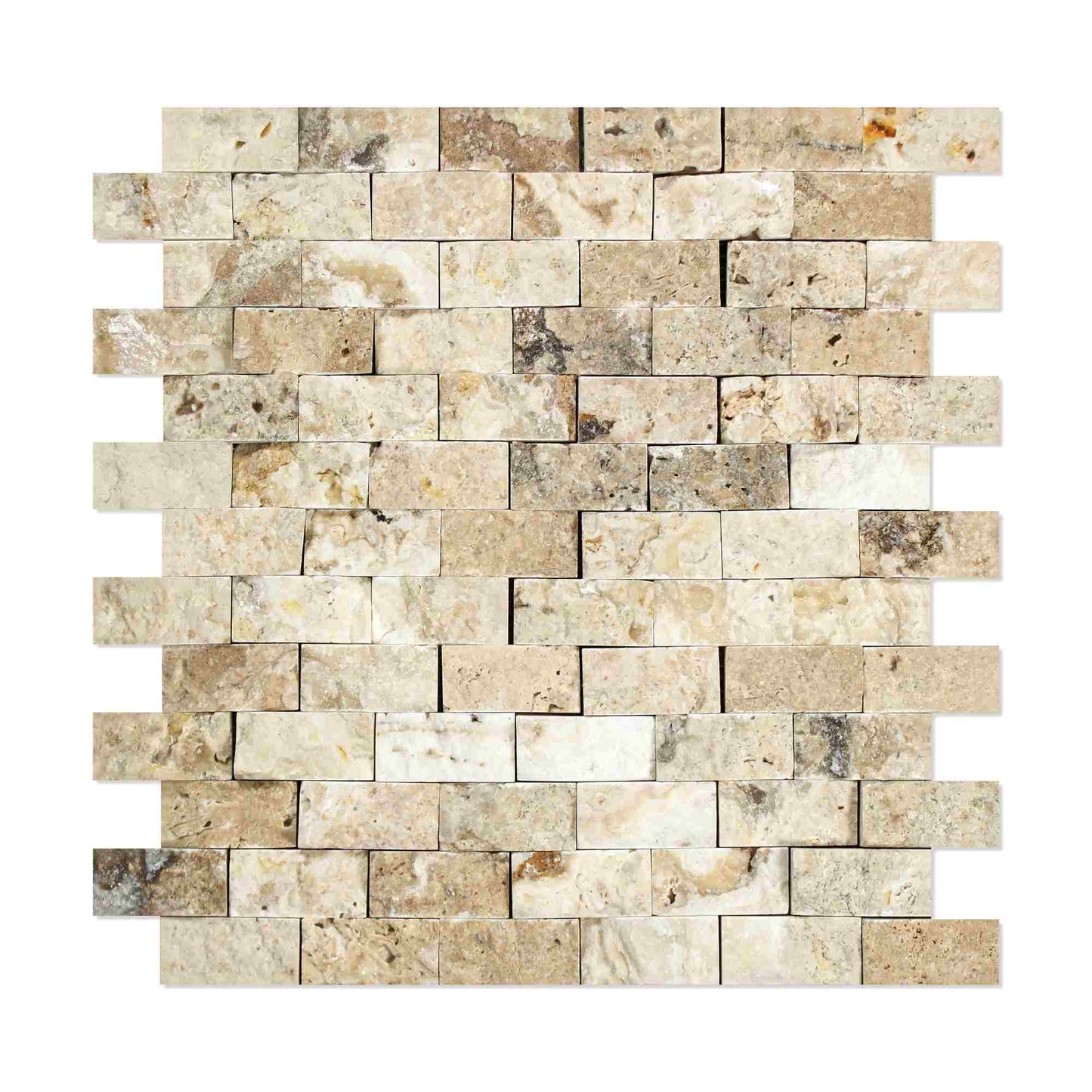Azulejo de mosaico de travertino Filadelfia de ladrillos con cara dividida de 1 x 2 pulgadas