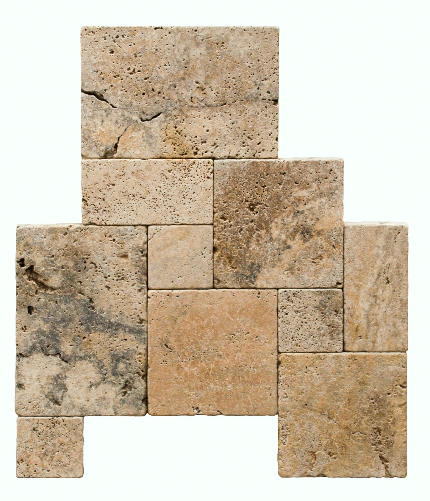 Scabos Travertine Tumbled Exterior Pool Paver Mini Versailles 1 1/4"