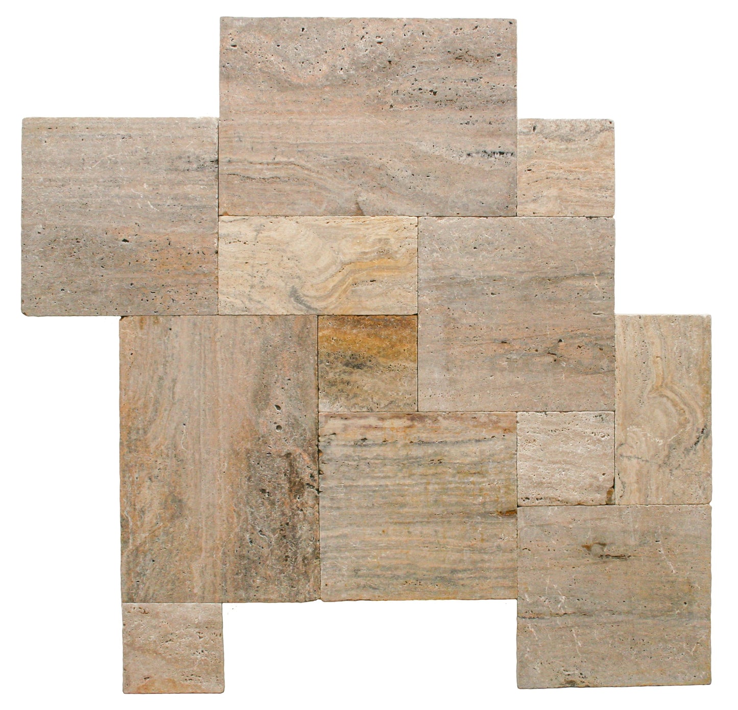 Scabos Travertine Tumbled Exterior Pool Paver Versailles 1 1/4"