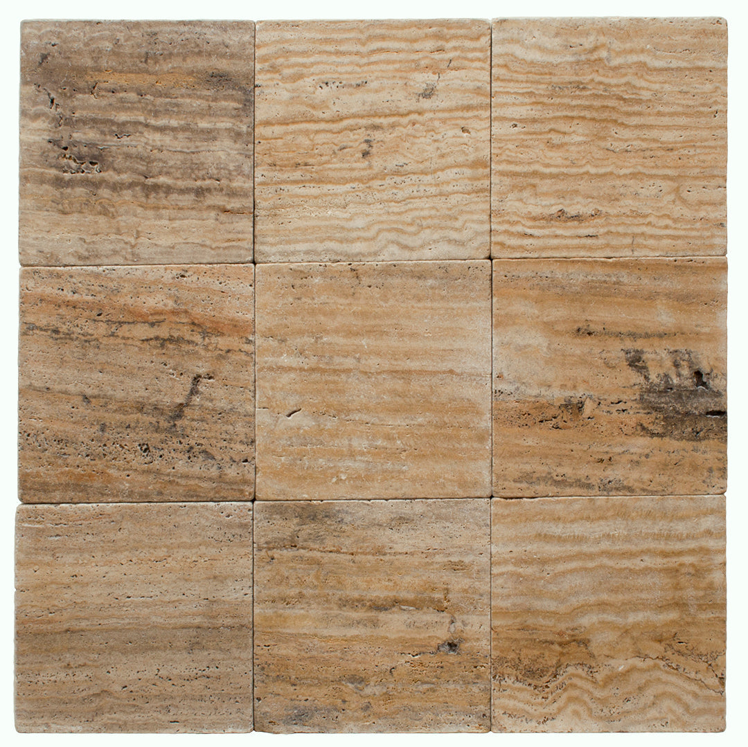 Scabos Travertine Tumbled Exterior Pool Paver 12X12" 1 1/4"