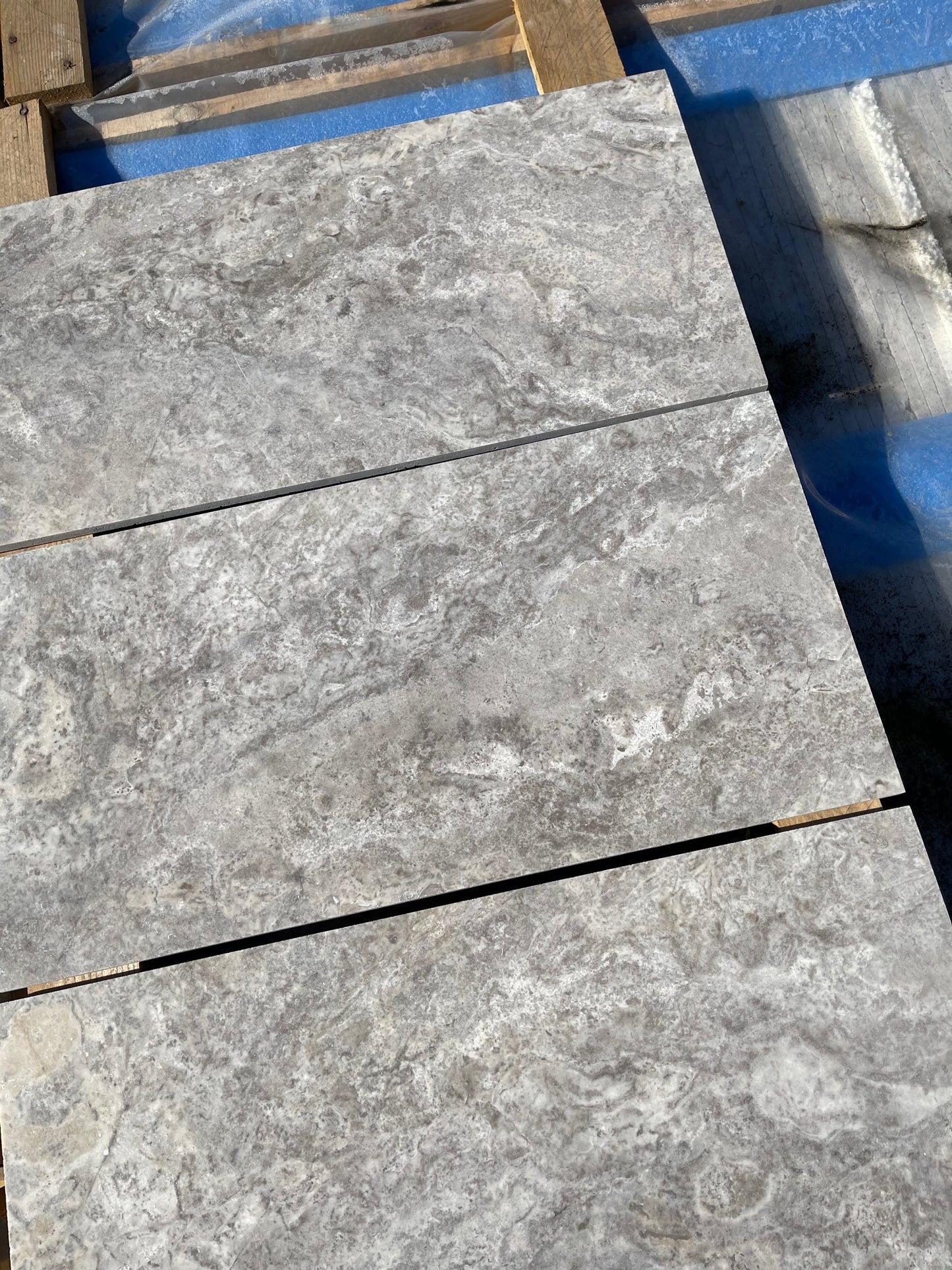 Silver Travertine Filled & Honed Wall and Floor Tile 12x24"