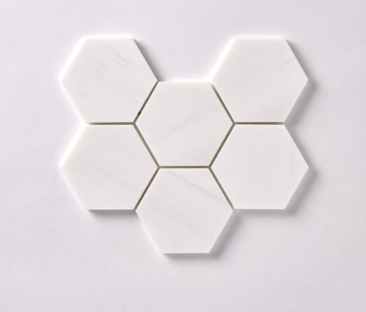 Bianco Dolomite Polished  Hexagon Mosaic Tile 4"x4"