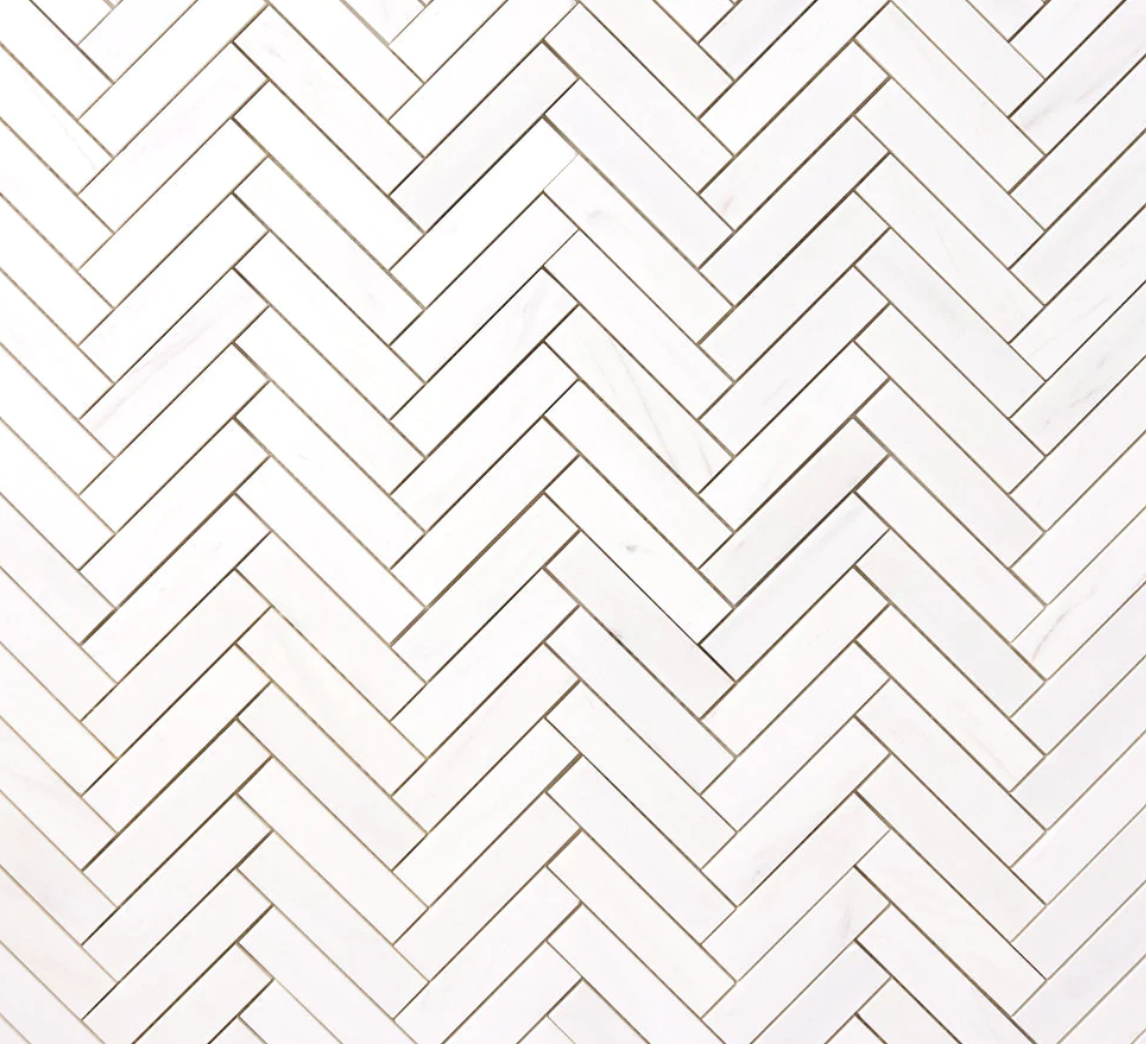 Azulejo de mosaico de espiga de dolomita blanca de 2,5 x 10 cm