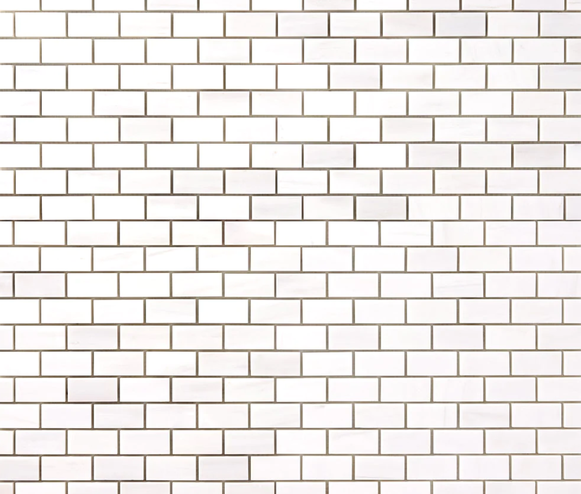 Bianco Dolomite Polished Mini Brick Mosaic Tile 5/8"x1 1/4"