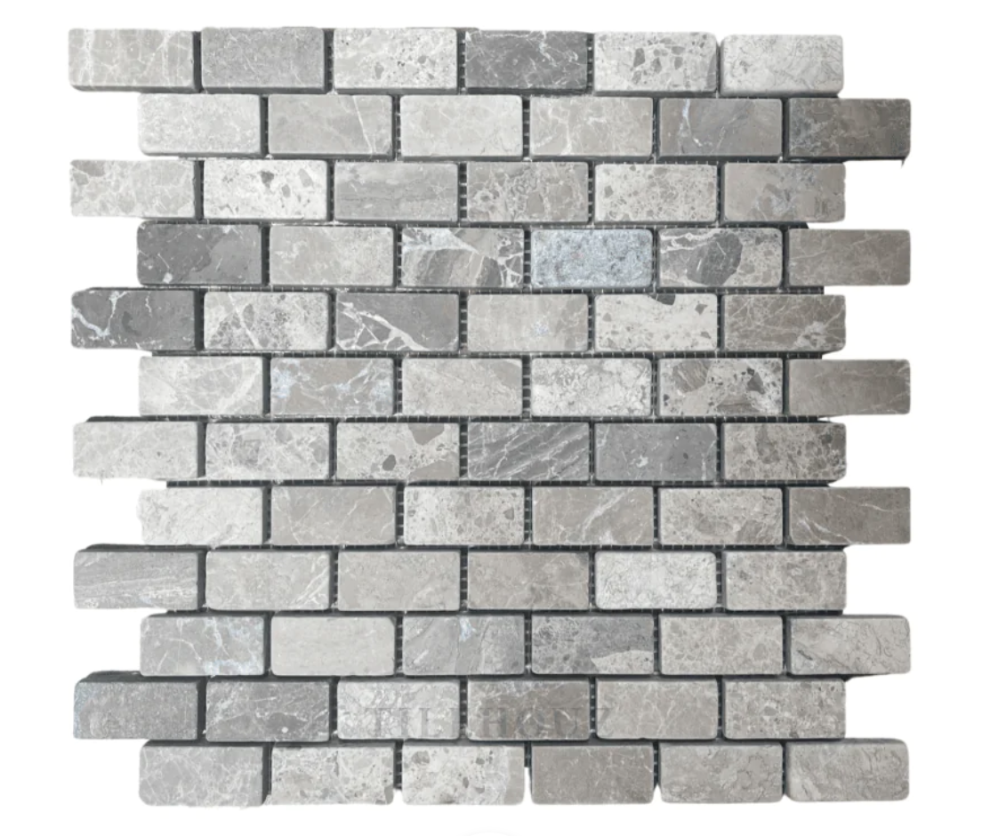 Atlantic Gray Brick & Subway Mosaic Tile 1" X 2"