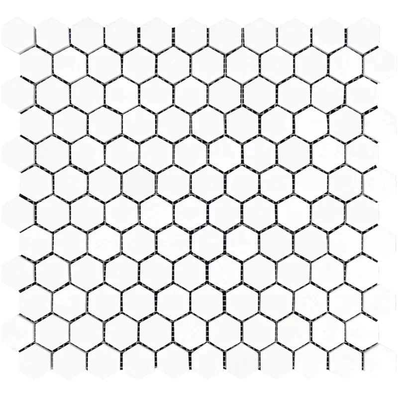 Thassos White (Greek) Marble Mosaic 1" X 1" 3/8 Hexagon Mosaic