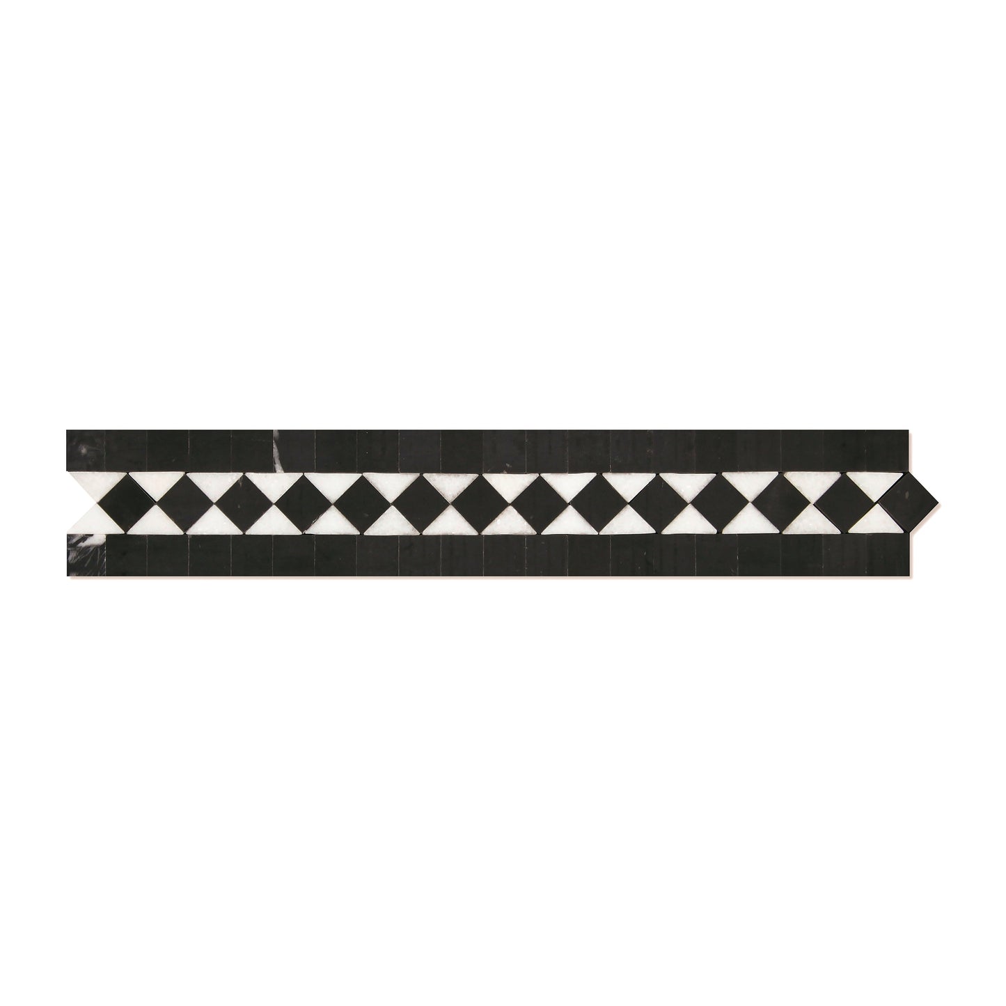 Thassos White Polished BIAS w/ Black Dots Border 2"x12"