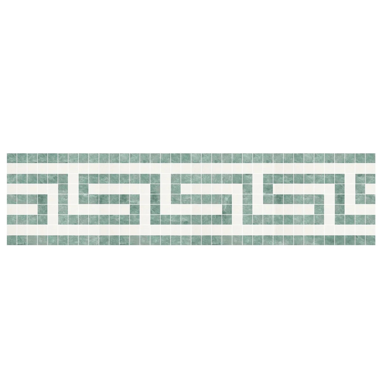 Thassos White Marble 3 1/2" x 7" 3/8 Border w/ Ming Green Greek Key