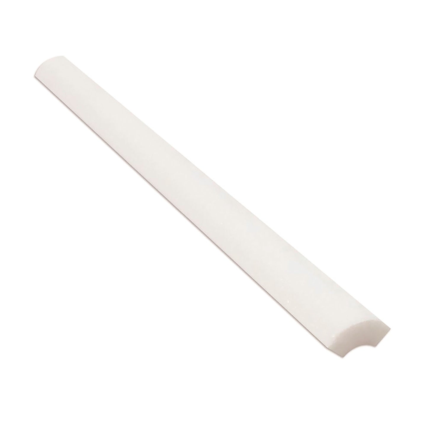 Azulejo Thassos blanco de cuarto de círculo con borde de 2,5 x 30 cm