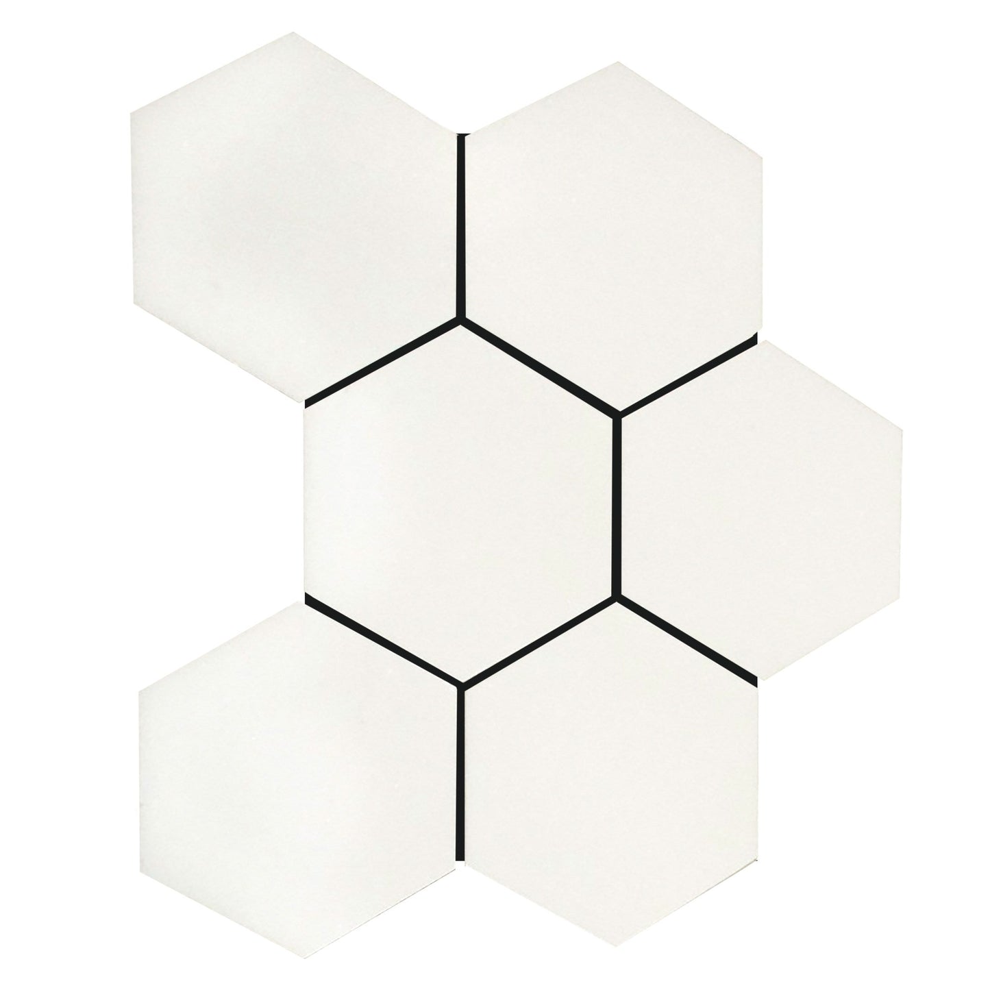 Thassos White Hexagon Mosaic Tile 5x5"