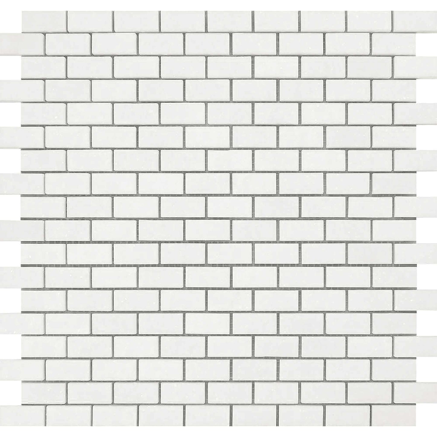 Thassos White 5/8 x1 1/4" 3/8 Polished Mini Brick Marble Mosaic Tile