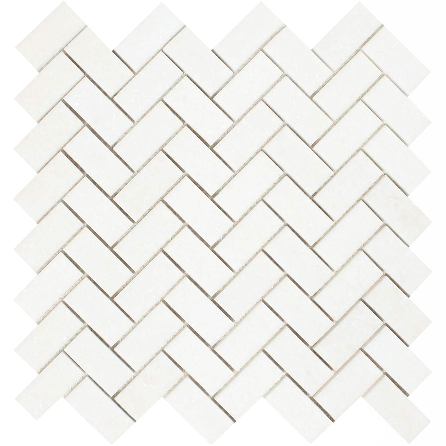 Thassos White Herringbone Mosaic Tile