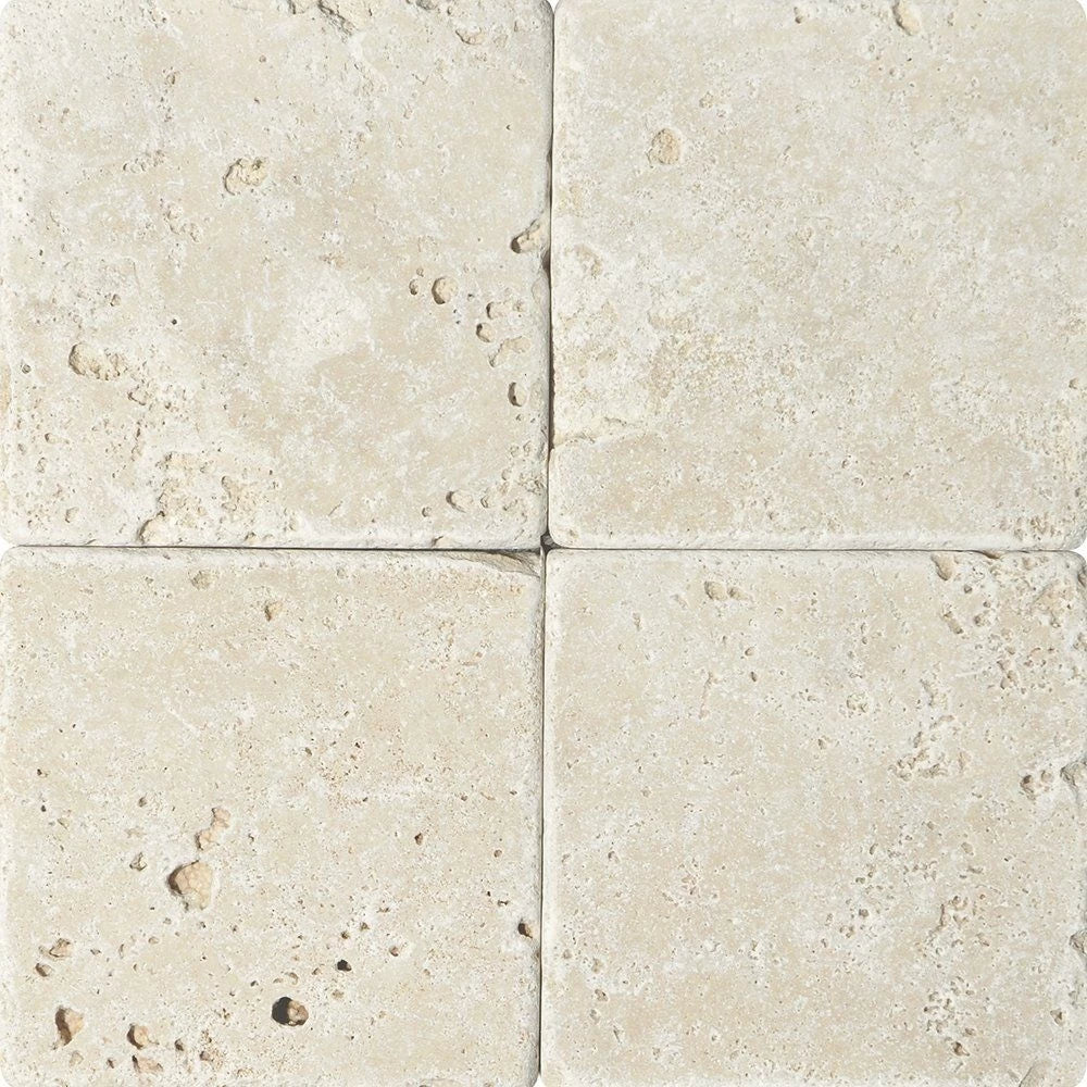Oyster Travertine Tile 6" X 6" 3/8 Tumbled Tile