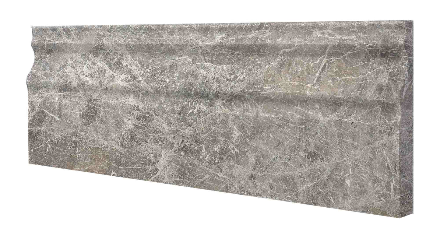 Azulejo de zócalo de mármol gris tundra de 4 3/4 x 12 pulgadas