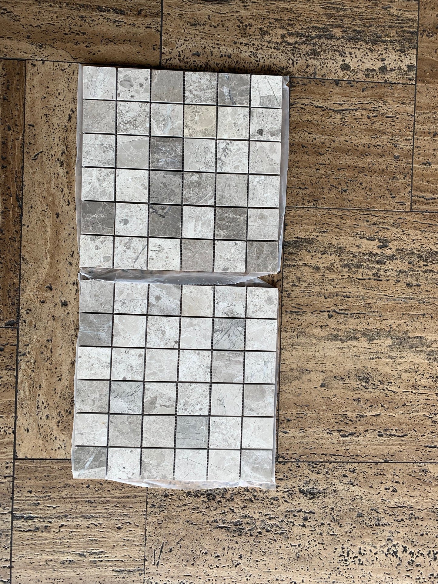 Tundra Gray Marble Mosaic Tile 1x2"