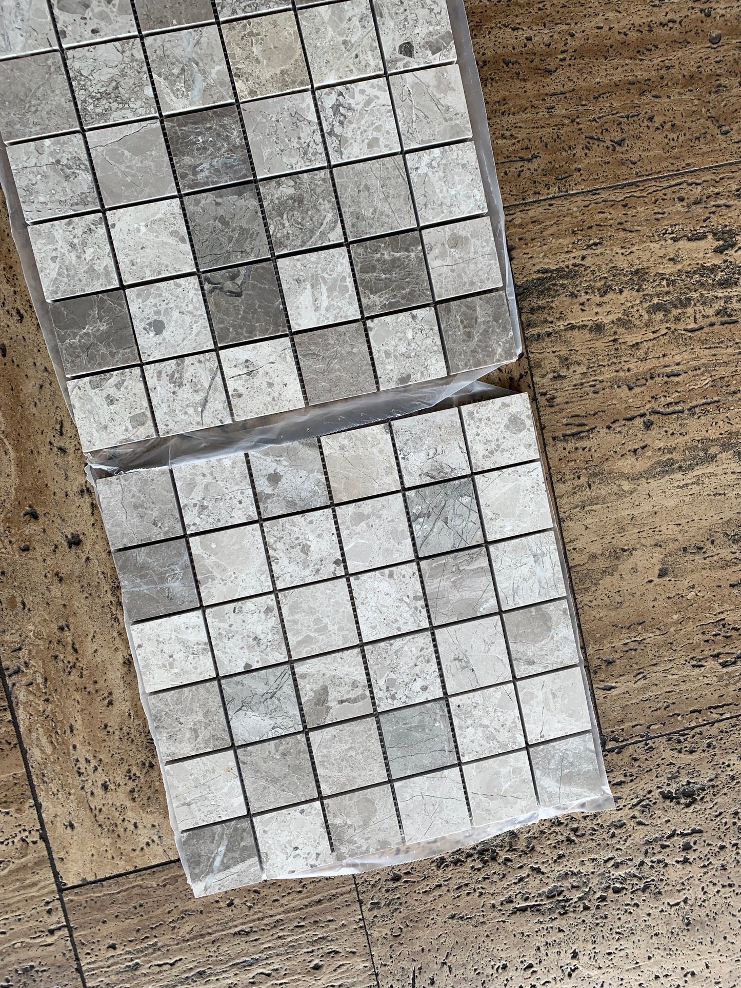 Tundra Gray Marble Mosaic Tile 1x2"