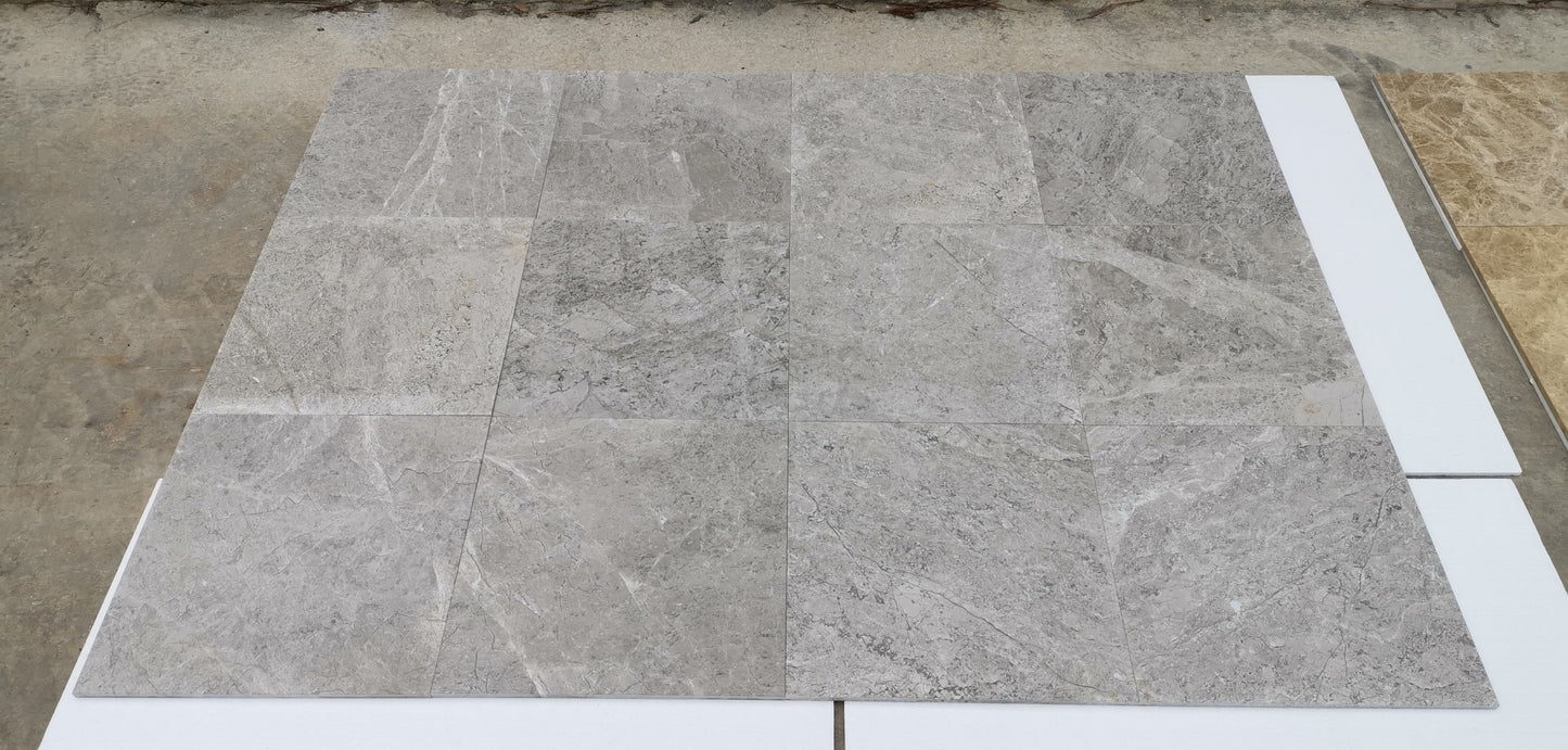 Tundra Gray Marble Wall and Floor Tile 18x18"