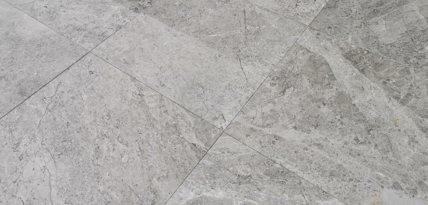 Tundra Gray Marble Wall and Floor Tile 18x18"