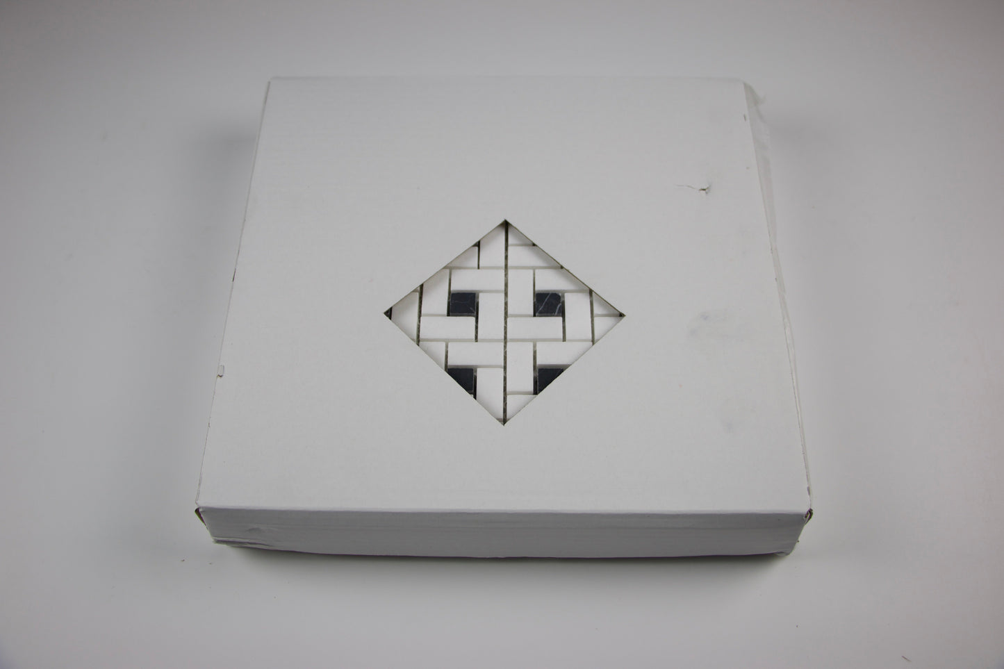 Thassos White Mini Pinwheel w/ Black Dots Mosaic Tile