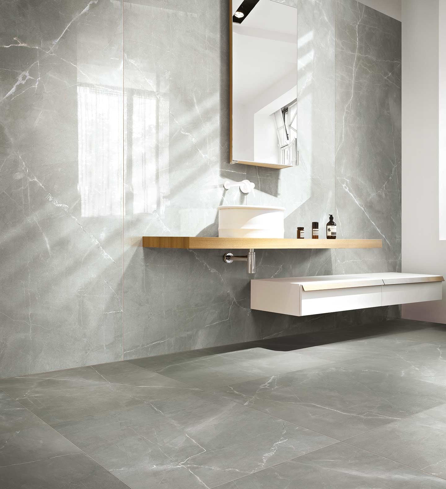 Tundra Light Polished Italian Porcelain Tile - 24" x 48"
