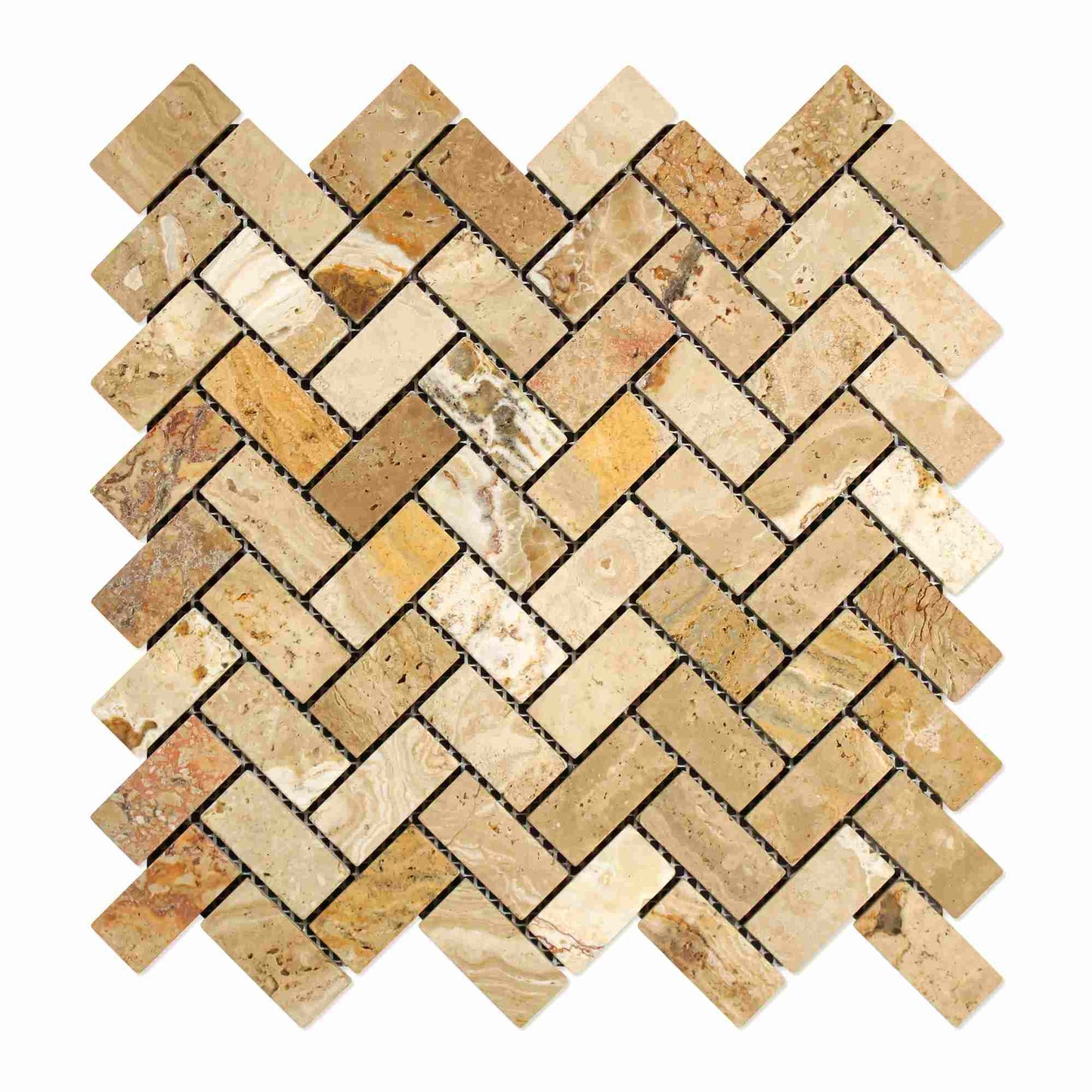 Azulejo de mosaico de espiga de travertino Valencia envejecido de 2,5 x 5 cm