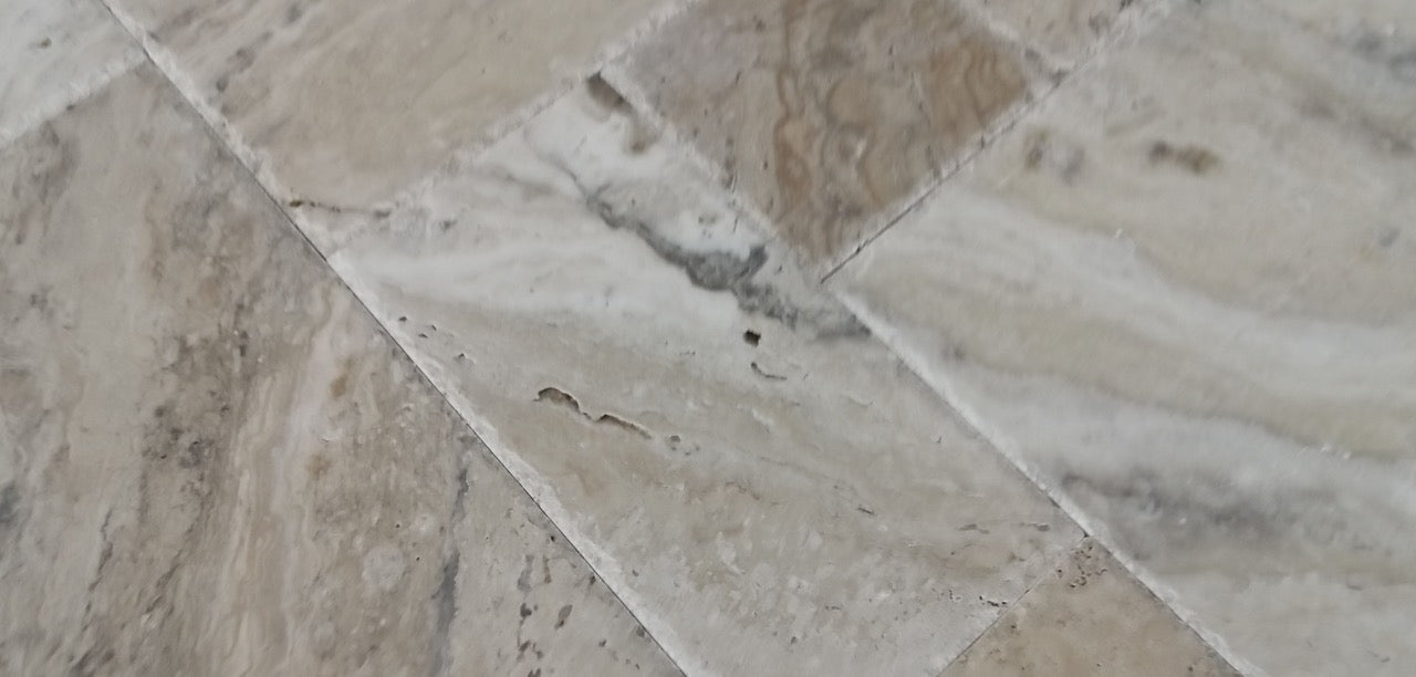 Valencia Travertine Brushed & Chiseled Versailles Floor Tile