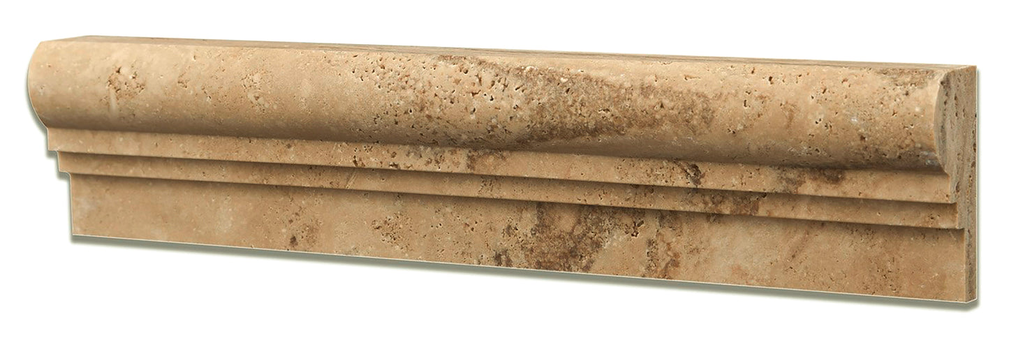 Azulejo de moldura para silla de travertino nogal pulido de doble escalón, 2 1/2 x 12 pulgadas